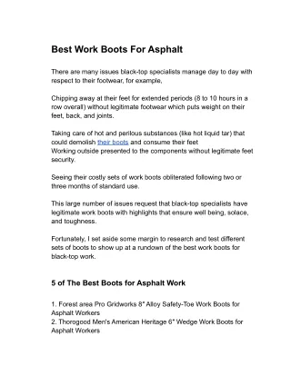 Best Work Boots For Asphalt