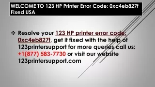 123 HP Printer Error Code 0xc4eb827f Fixed USA