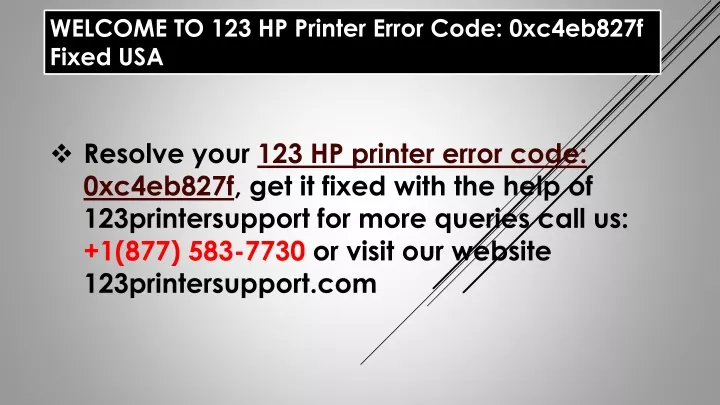 welcome to 123 hp printer error code 0xc4eb827f