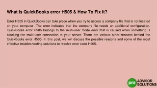 what is quickbooks error h505 how to fix it
