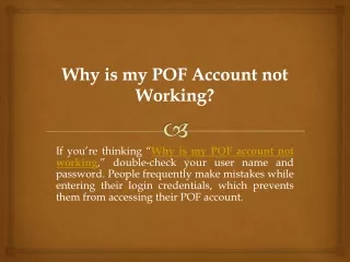 why is my pof account not working