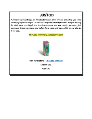 Cbd vape cartridge Justcbdstore.com