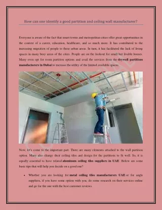 How can one identify a good partition and ceiling wall manufacturer?