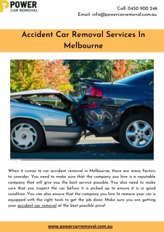 Accident Car Removal Services In Melbourne