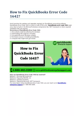 how to fix quickbooks error code 1642