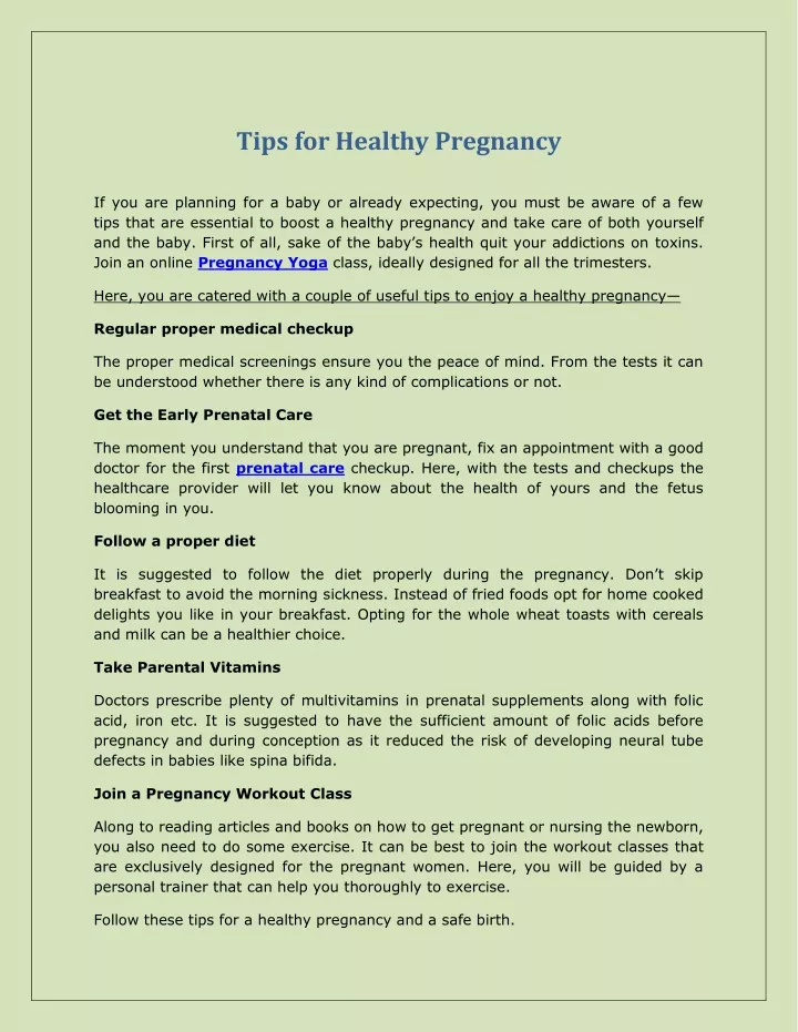 tips for healthy pregnancy