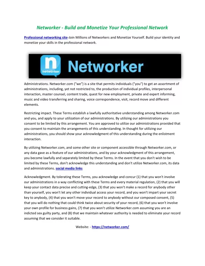 networker build and monetize your professional