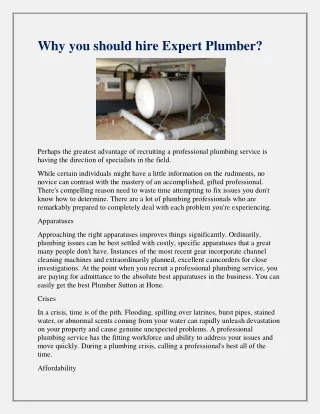 why you should hire expert plumber