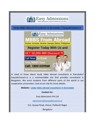 Study Mbbs Abroad Consultants In Karnataka | Easyadmissions.in