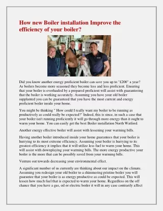 how new boiler installation improve