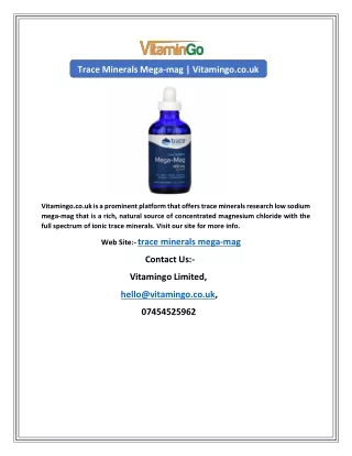 Trace Minerals Mega-mag | Vitamingo.co.uk