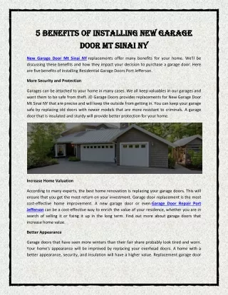 5 benefits 5 benefits o of installing new garage