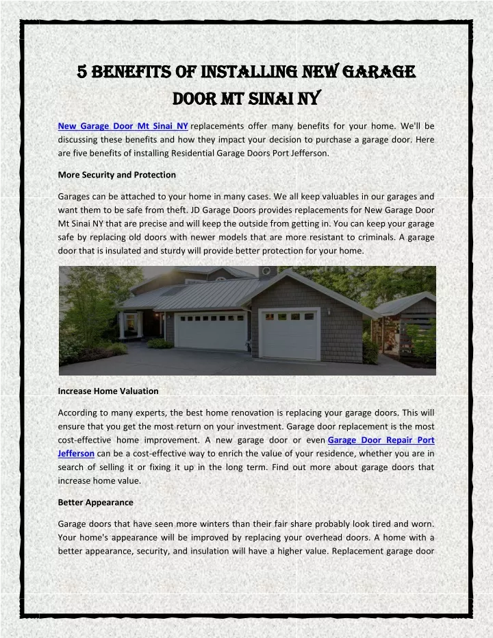 5 benefits 5 benefits o of installing new garage