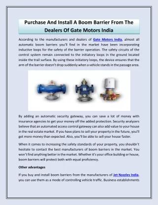 Purchase And Install A Boom Barrier From The Dealers Of Gate Motors India