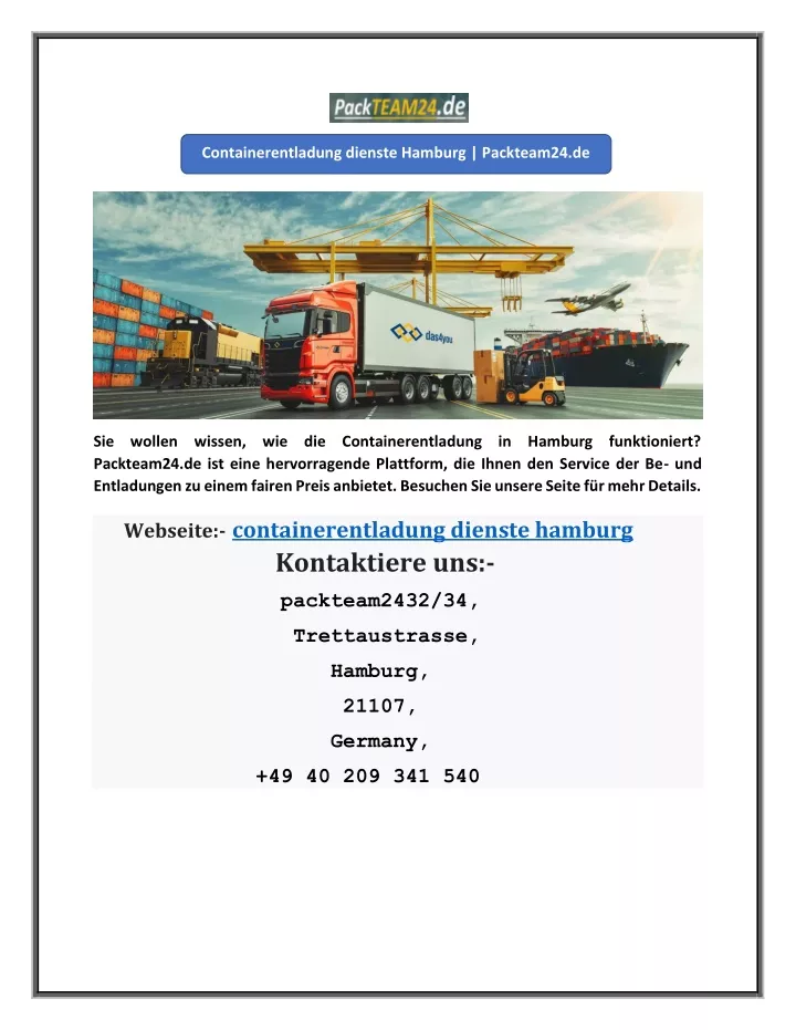 containerentladung dienste hamburg packteam24 de