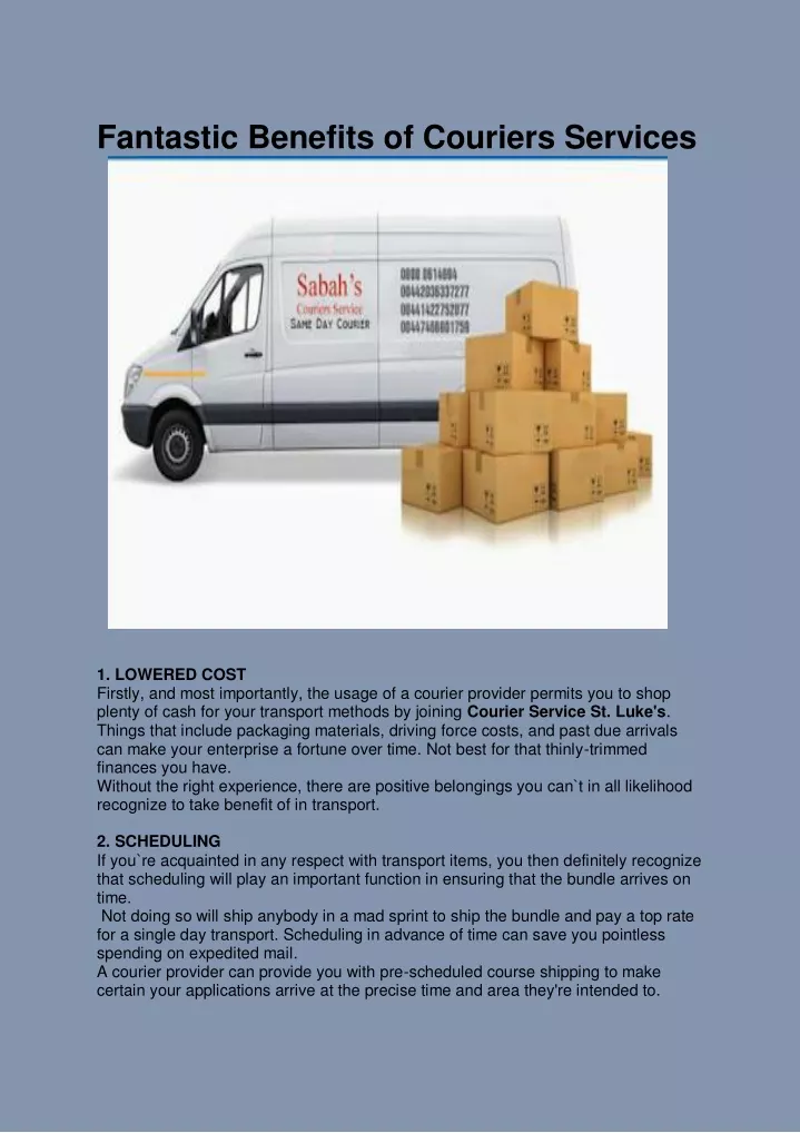 fantastic benefits of couriers services