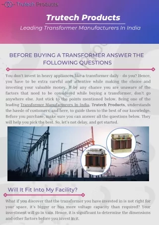 trutech products leading transformer