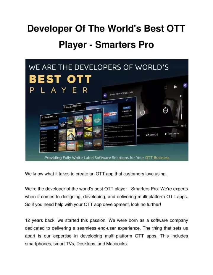 developer of the world s best ott player smarters pro