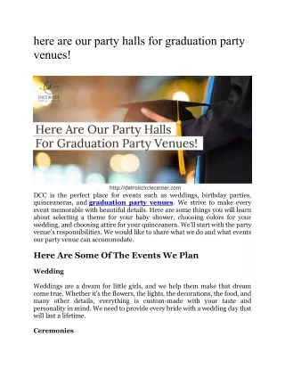 here are our party halls for graduation party