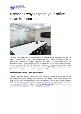 4 reasons why keeping your office clean is important