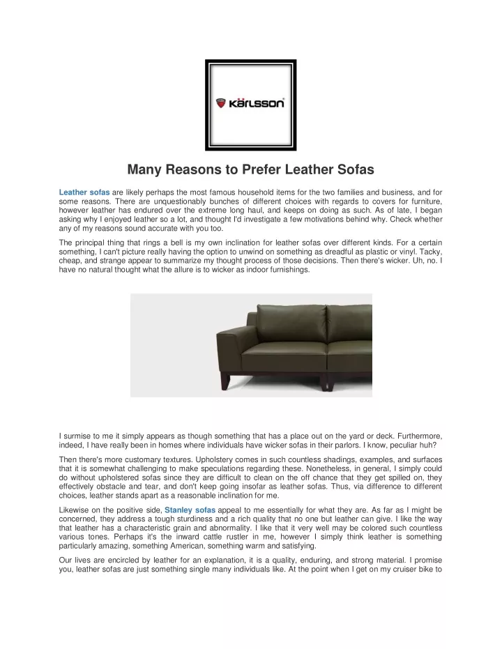 many reasons to prefer leather sofas