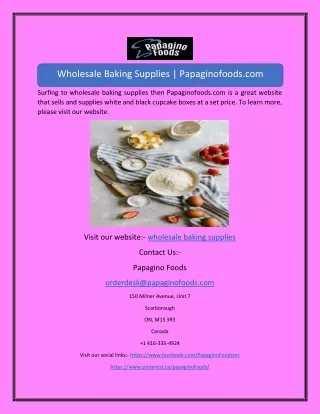 Wholesale Baking Supplies | Papaginofoods.com