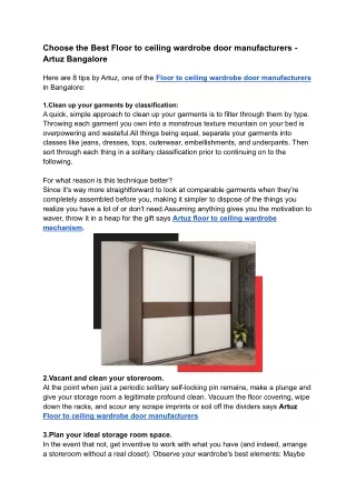 choose the best floor to ceiling wardrobe door