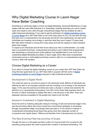 why digital marketing course in laxmi nagar have
