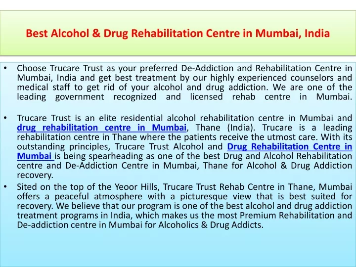 best alcohol drug rehabilitation centre in mumbai india