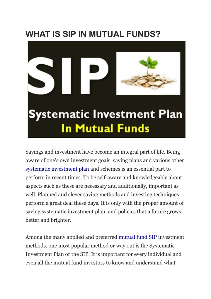 what is sip in mutual funds