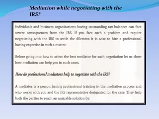 mediation while negotiating with the irs