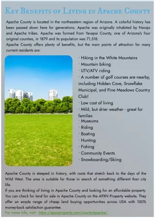key benefits of living in apache county