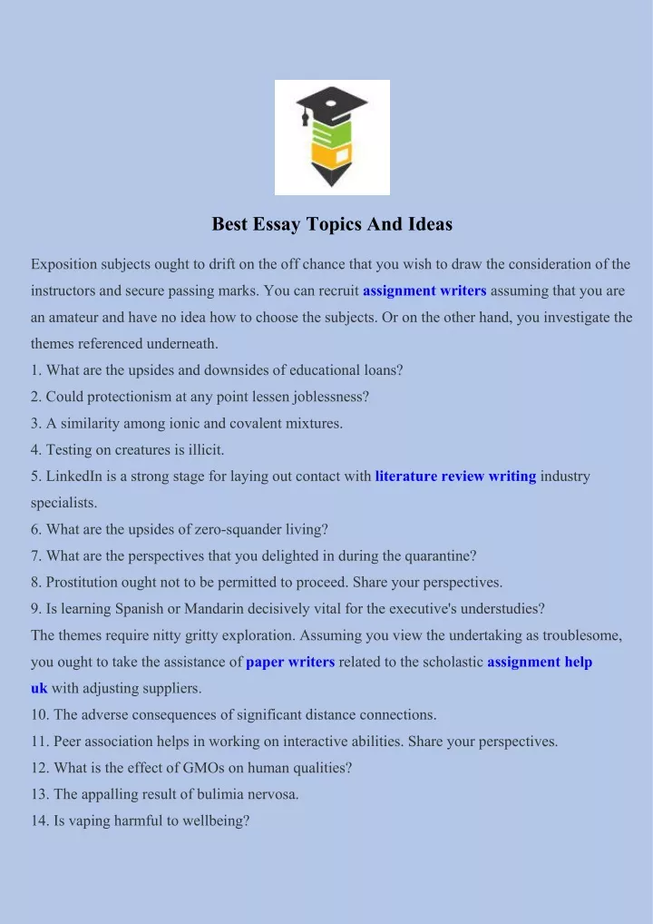 best essay topics and ideas