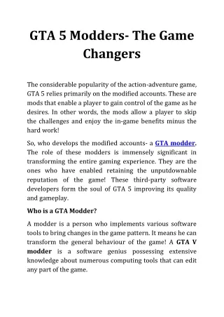 GTA 5 Modders- The Game Changers