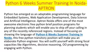 Python 6 Weeks Summer Training In Noida-APTRON