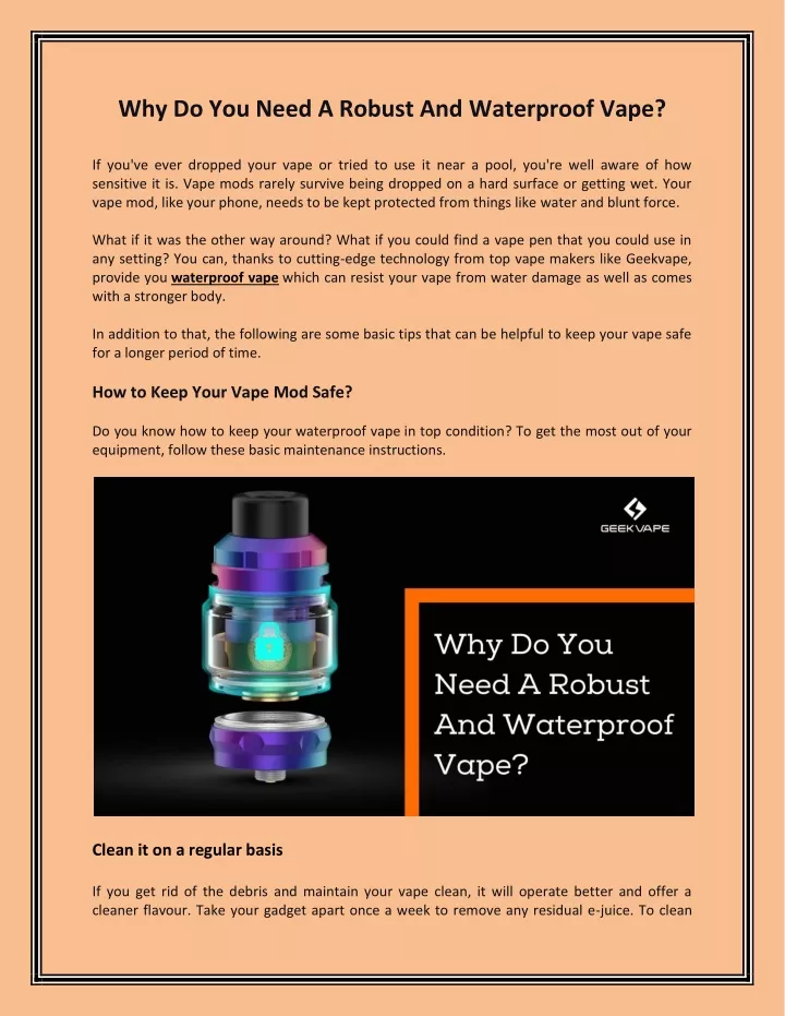 why do you need a robust and waterproof vape