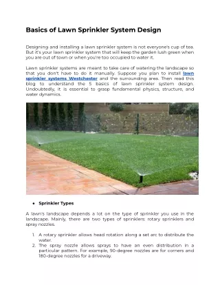 basics of lawn sprinkler system design
