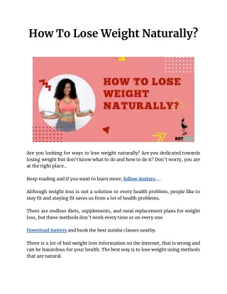 How To Lose Weight Naturally?
