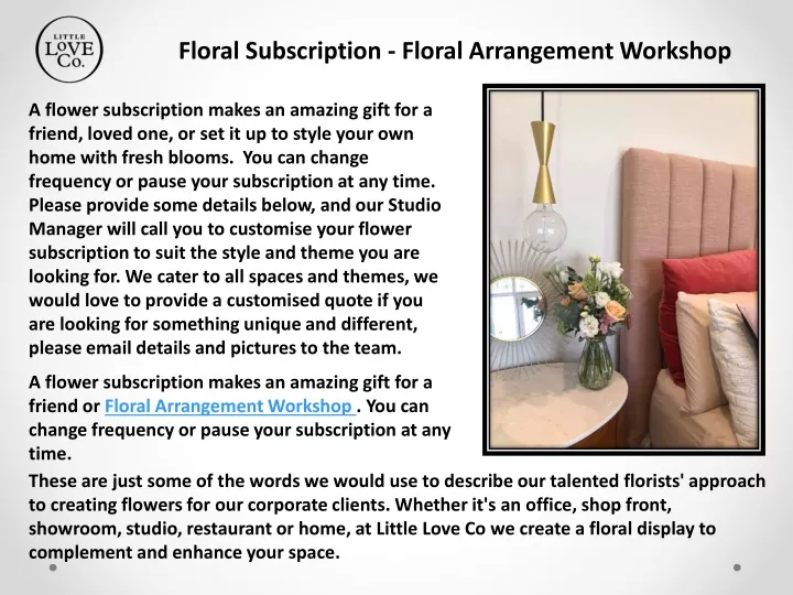 floral subscription floral arrangement workshop