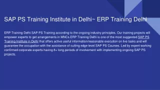 SAP PS Training Institute in Delhi
