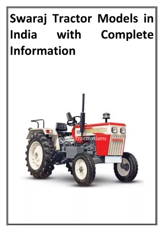 swaraj tractor models in india with information