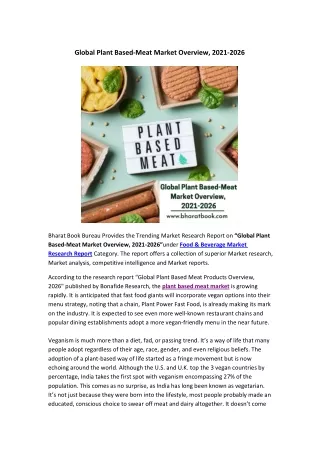 global plant based meat market overview 2021 2026