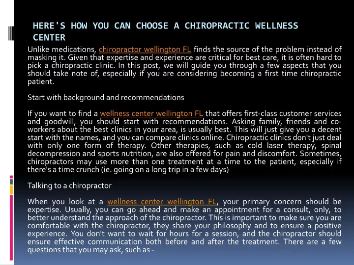 here s how you can choose a chiropractic wellness center