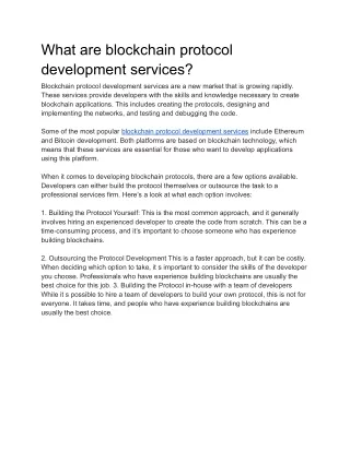 what are blockchain protocol development services