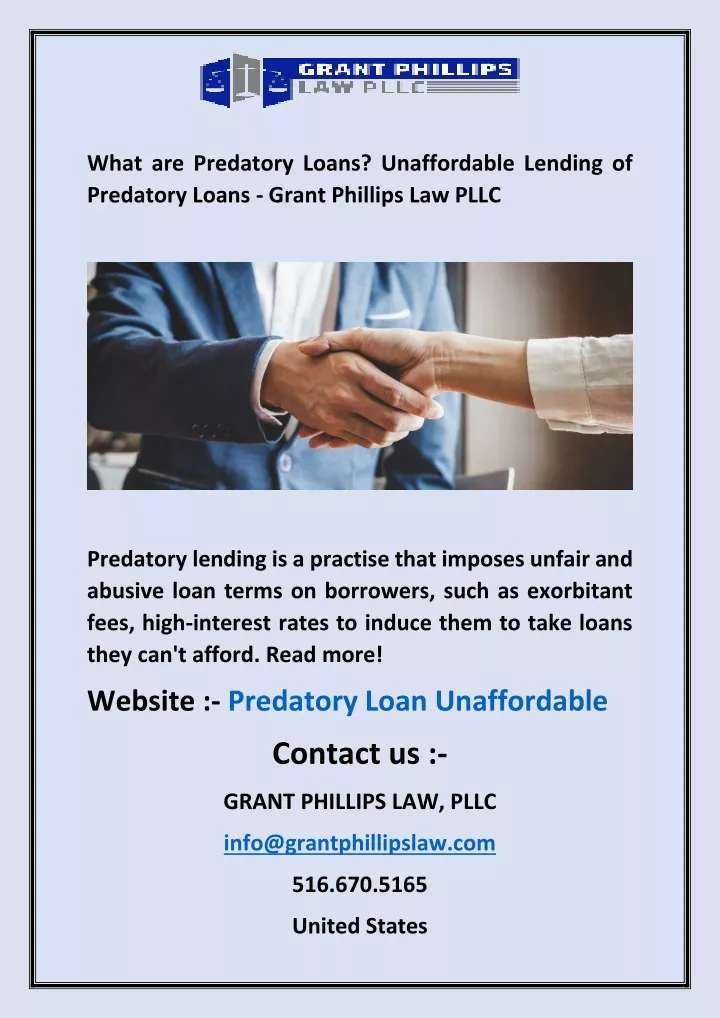 what are predatory loans unaffordable lending