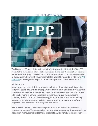 the job of a ppc specialist