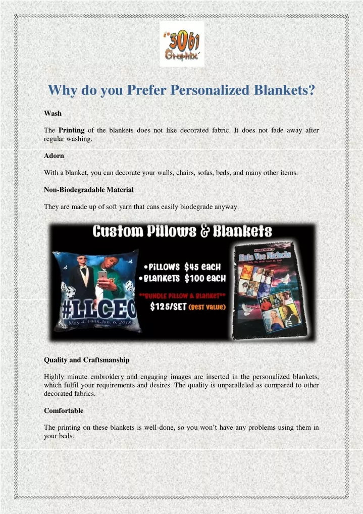 why do you prefer personalized blankets