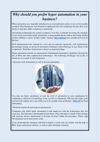 Why should you prefer hyper automation in your business