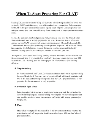 when to start preparing for clat