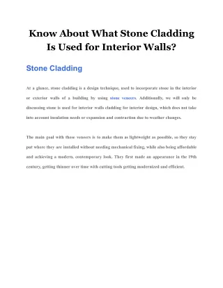 know about what stone cladding is used